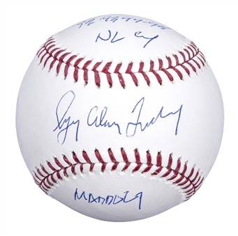 Gregory Alan Maddux Full Name Autographed and Multi-Inscribed OML Manfred Baseball (PSA/DNA)